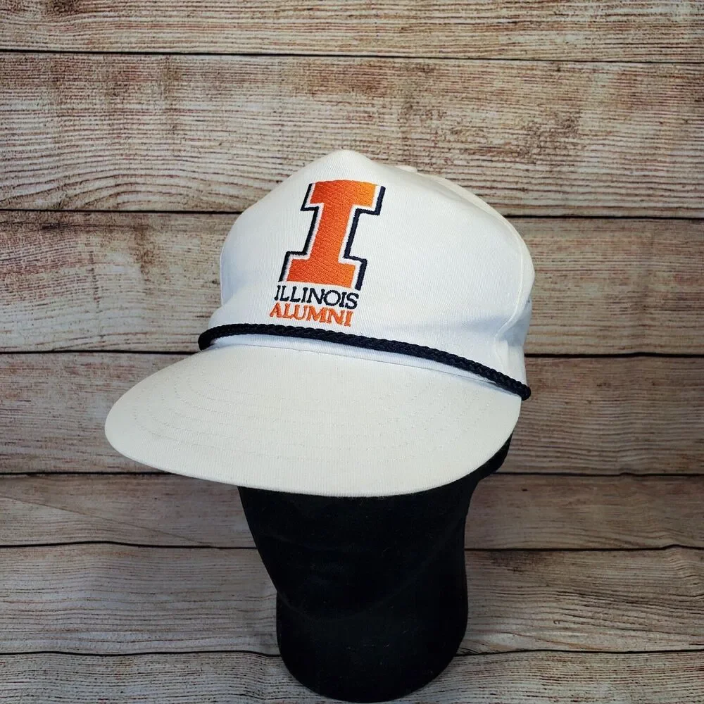Vintage Illinois Alumni Rope Hat Adjustable Strapback White Alumni Apparel